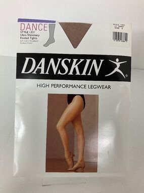 Danskin Dance Ultra Shimmery Footed Tights High Performance Legwear Size C New